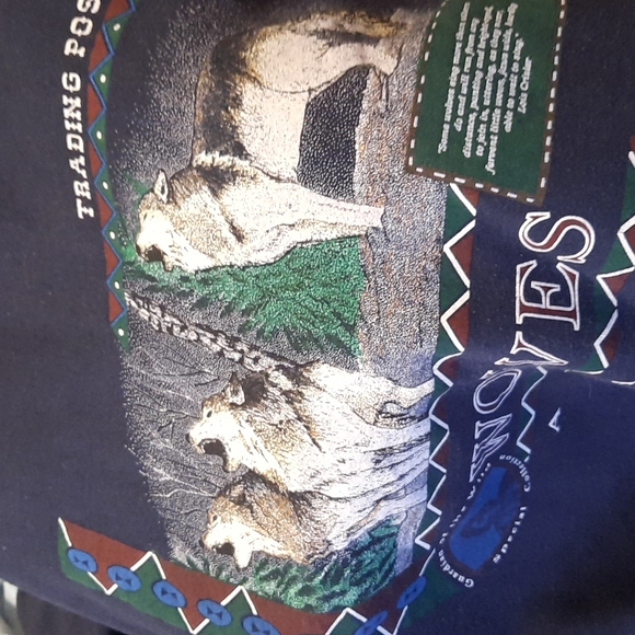 Xl y2k vintage wolf sweatshirt wolves navy with great pic great condition - Picture 8 of 8